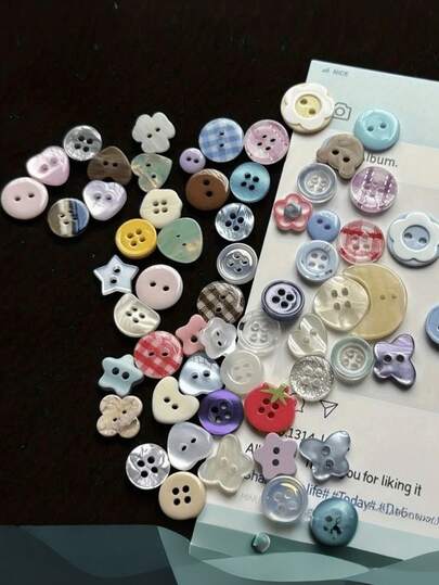 10/20/50 pièces Boutons en plastique colorés, boutons décoratifs faits main, boutons décoratifs de couture pour vêtements, boutons plats de couture de couleur pour les arts et l'artisanat, vêtements à la mode, projets DIY