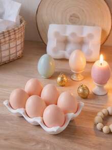 1pc/8 Cavity Egg-Shaped Mold, DIY Easter Egg Aromatherapy Candle Mold, Festival Home Decoration/Gift Display Piece Epoxy Resin Mold, Handicraft Making Casting Mold, Artistic Decoration Gypsum Mold - Egg Holder - View 1