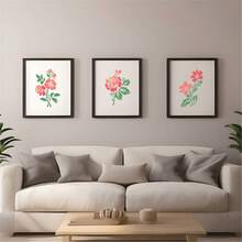 4件套花卉模板，现代复杂花叶图案设计，适用于DIY工艺品、布料、相框、墙面装饰，可重复使用的PET材质乳白色艺术模板 - Flower - 查看 5