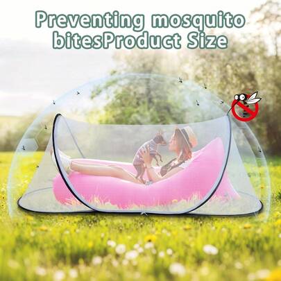 Large Pop-Up Mosquito Net Tent | Portable & Foldable, Transparent Mesh, One-Click Quick Setup, Headboard Protection, Breathable Anti-Mosquito, Easy Installation With Zipper Door & Window, Suitable For Home, Dorm, Camping, Picnic, Park, Beach, Backyard Leisure And Emergency Anti-Mosquito Scenarios