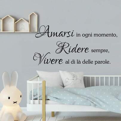 意大利微笑家庭爱标语墙贴，励志名言墙贴，适用于卧室、客厅、浴室、家居墙面装饰