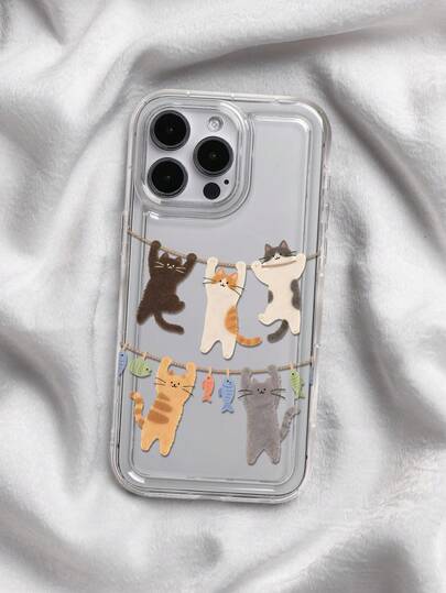 Funda transparente con estampado lindo de gato compatible con iPhone 13/11/17/17pro/16/14/15/15pro/15 Plus/15 Promax/7plus/8plus/X/Xs Max/Xr/11pro/12pro/13pro/14pro/12mini/13mini/11promax/12promax/13promax/14promax/14plus/17pro Max/17Air/6/6s Plus/7/8/16Pro/16plus/16promax/Se2/17promax y compatible con Samsung Galaxy/A54/A14/A12/A13/A15/A32/A33/A24/A52S/S20/S21/S22/S23/S24/S23Plus/S24ultra/S25/A15/A33/A23