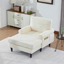 Chaise Lounges - Beige + Chenille + 1 Seat - View 6