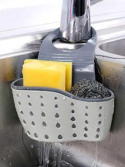 Sink Hanging Drain Basket, Kitchen Sink Organizer Rack, Soap Sponge Drainer, Double-Layer Hanging Basket, Suction Cup Storage Rack, Kitchen Sink Accessories, Dishwashing Essential, Christmas Kitchen Decor, Kitchen Must-Have