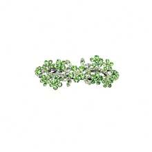 Peridot Color Gre1en Rhinestone Crystal Flower Hair Barrette Clip - Gre1en/Peridotcolor - View 2