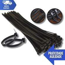 Jogo 300 Abraçadeiras Nylon 3.6 x 250mm  Qualidade Garantida Cintas Plásticas Resistente Enforca Gato Premium Multiuso - KIT 200 UNIDADES - Visão 3