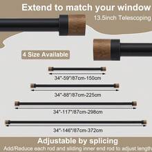 1 Set - Wooden Curtain Rod, Adjustable Length From 34 Inches To 146 Inches. 1-Inch Adjustable Faux Wood Decorative Curtain Rod, Suitable For Heavy Duty Decorative Curtains In Bedroom, Kitchen And Patio - 2.5mm Diameter Wood Grain Version - View 10