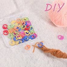 20/50/100pcs Multi-Color Metal Spiral Stitch Markers, Open Metal Stitch Markers Crochet Stitch Markers With Storage Box, For Crochet Garment Marking, DIY Craft Projects, Sewing Thread Needle Knitting Stitch Tracking Markers - Dark - View 5