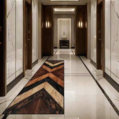 Modern Geometric Floor Mat, Indoor/Outdoor Rug With Fashionable Green And Black Geometric Pattern, Suitable For Villa Entrance And Balcony Bathroom Decor