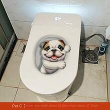 Pegatinas de inodoro de gato 3D creativas y divertidas, pegatina de pared resistente al agua DIY, calcomanías autoadhesivas para asiento de inodoro de ardilla YG2V - B4 - Ver 2