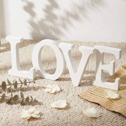 1 件木制装饰字母设计家居装饰工艺品，自由组合装饰独立式木制字母片，适用于手工艺品、家庭聚会、生日派对、婚礼和其他活动装饰