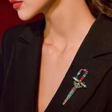 1 Baroque Rhinestone Medieval Knight Sword Design Brooch Suit Coat Clothing Accessories Holiday Party Couple Gifts Classy - Style1 - 查看 2