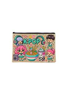 Bolsa de Maquiagem Ilustração Colorida de K-pop, Bolsa Cosmética Multifuncional com Tema Musical de Desenho Animado, Bolsa de Toalete, Organizador de Cosméticos Portátil, Bolsa com Zíper Multifuncional e Divertida, Fechamento com Zíper, Bolsa de Armazenamento de Carregador, Armazenamento de Acessórios, Adequada para Dormitório, Viagem, Viagem de Negócios, Natação, Armazenamento Doméstico, Itens Essenciais de Viagem, Suprimentos para Dormitório, Amigável para Viagem, Presente para Mulheres e Melhores Amigas - Multicolorido - Visão 12