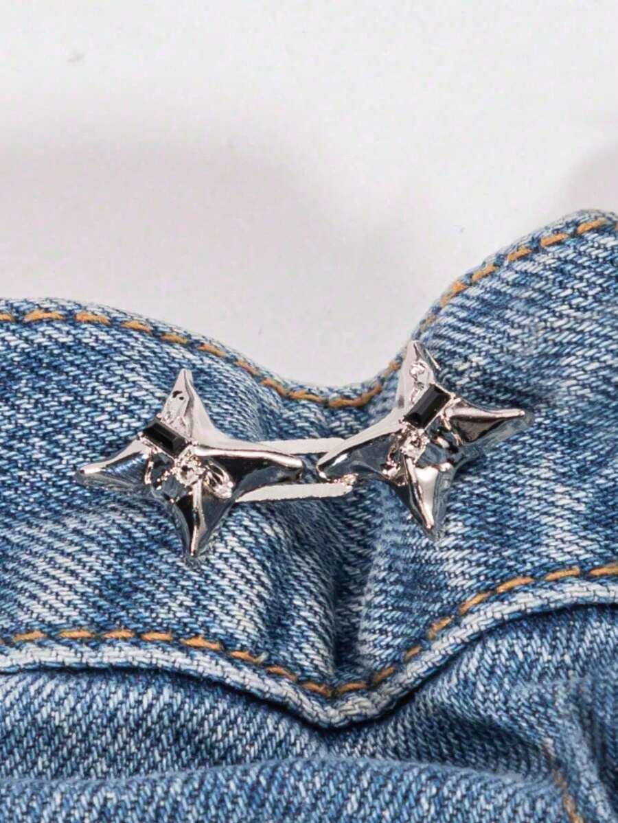 1PC Aluminum Alloy No Sew Belt Adjustable Size 25 To 44 Inches Strong Clips For Jeans Pants Skirts Dresses Ideal For Weight Changes Daily Travel Formal Events Practical Gift For Friends Family Limited One Per Order - Ngôi sao - Xem 1