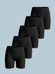 Paquete de 5 calzoncillos básicos de unicolor para niños, con tela de punto cómoda y transpirable, adecuados para uso diario, deportes escolares, fútbol, baloncesto - Negro - Ver 1