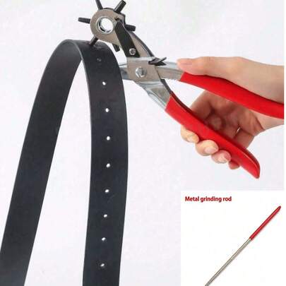 1pc Multi-Functional Leather Hole Punch Tool, Leather Punch, Universal Manual Leather Belt Hole Puncher, Rotary Hand Leather Punch, Suitable For Belts, Watch Bands, Dog Collars, Saddlery, Shoes, Fabrics, DIY Home Or Craft Projects (Random Color And Style), Gift, Leathercraft, Hole Punch