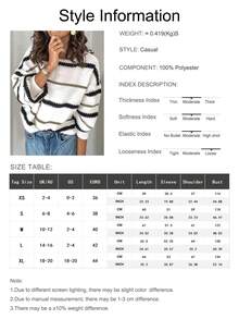 Women's Casual Striped Drop Shoulder Loose Pullover Long Sleeve Sweater Top, White - Multicolor - View 4