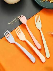 1/2/4 Sets Portable Reusable Striped Plastic Cutlery Set, 3-Piece Fork Spoon Knife Kit With Storage Case, Lightweight Smooth Finish Utensils For Camping Picnic Travel Office Lunch, Kitchen Daily Tableware For Adults, Back To School Supplies Christmas Gift Outdoor Party Essentials - 彩色 - 查看 5