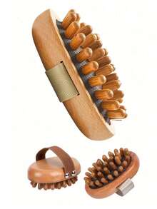1pc Natural Wooden Hand-Held Massage Brush, For Muscle Relaxation, Sauna SPA Head Massage Gua Sha - Multicolor - View 9