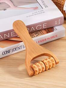 1个木质按摩滚轮，男女通用，适用于颈部、背部、面部、腰部、腿部、手臂、肌肉和腹部放松工具 - 彩色 - 查看 5