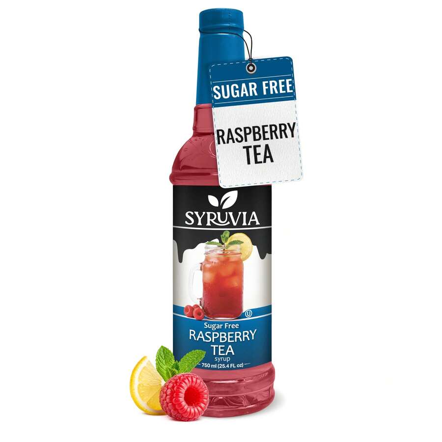 Syruvia Sugar-Free Raspberry Tea Flavored Syrup - 25.4 Fl Oz Premium Flavoring Syrup - Kosher, Gluten Free, Perfect For Drinks, Soda, Shakes, Cocktails, Desserts And More. - 25.4 Fl Oz - View 1