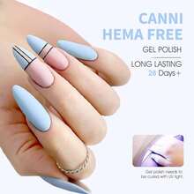 CANNI Light Blue Gel Nail Polish, 1Pcs Baby Blue Gel Polish Pastel Blue Color Nail Polish Gel High Gloss Soak Off U V Gel Nail French Nail Manicure Salon DIY - ColorA - 查看 3
