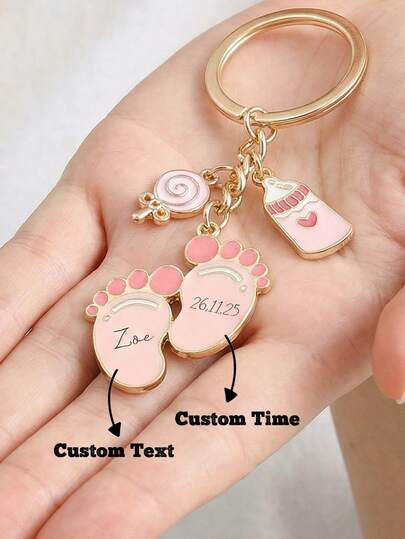 Personalized Text & Time Keychain, Customized Commemorative Keychain, Birthday Anniversary, Keychain With Text & Time, Mother's Day Gift, Father's Day Gift, Anniversary Gift, Valentine's Day Gift, Birthday Gift, Wedding Gift, Best Friend Gift, Gift For Mom/Dad, Gift For Girlfriend/Boyfriend, Graduation Gift, Multifunctional, Decoration, Office Decor, Elegant Living