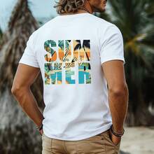 Men's Creative Vacation Style Casual Loose Fit Short Sleeve T-Shirt - White - View 1