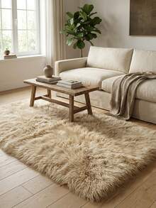 1pc Christmas & New Year Carpet, Autumn/Winter New Faux Fur Decorative Carpet, 5-7cm Pile Height, Brown Long Plush Decorative Carpet, Can Be Used As Window Sill Mat, Sofa Cushion, Bedroom Rug - Brown - View 2