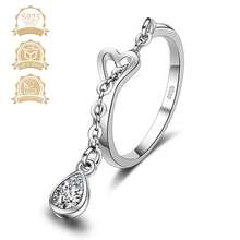 1枚小众高端925纯银合成锆石几何水滴流苏开口戒指，适合度假、派对、婚礼等场合。 - 銀色 - 查看 10