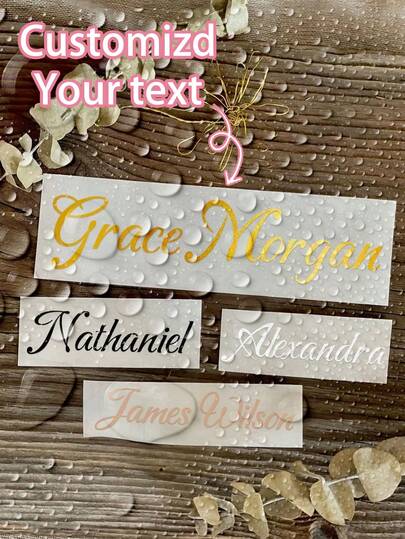 1-8pcs Customizable Name Labels/Stickers, Personalized Stickers, Name Tags, Date Stickers, DIY Gifts, Handwritten Fonts, Wedding Stickers, Gift Stickers. Customizable Holographic Name Stickers, Suitable For Water Bottles, Holiday Calendars, Etc.