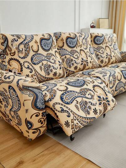 1 Juego de 4/6/8 Piezas Cubiertas de Sillón Reclinable/Sofá con Patrón Geométrico de Hojas, Funda Estampada para Sillón Reclinable, Fundas Elásticas para Sofá para Sala de Estar, Oficina, Decoración del Hogar, se Ajusta a Sillón Reclinable/Sofá Individual, de 2 Plazas, de 3 Plazas