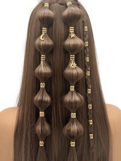 44pcs Star & Moon Combination Hollow Metal Hair Clips, Suitable For Women & Girls Holiday Decoration