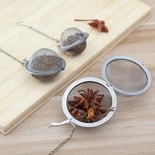 3 piezas Infusor de té de bola de especias de acero inoxidable, bola de condimentación, colador de olla de cocina, caja de condimentos redonda, accesorios de cocina - Plateado - Ver 2