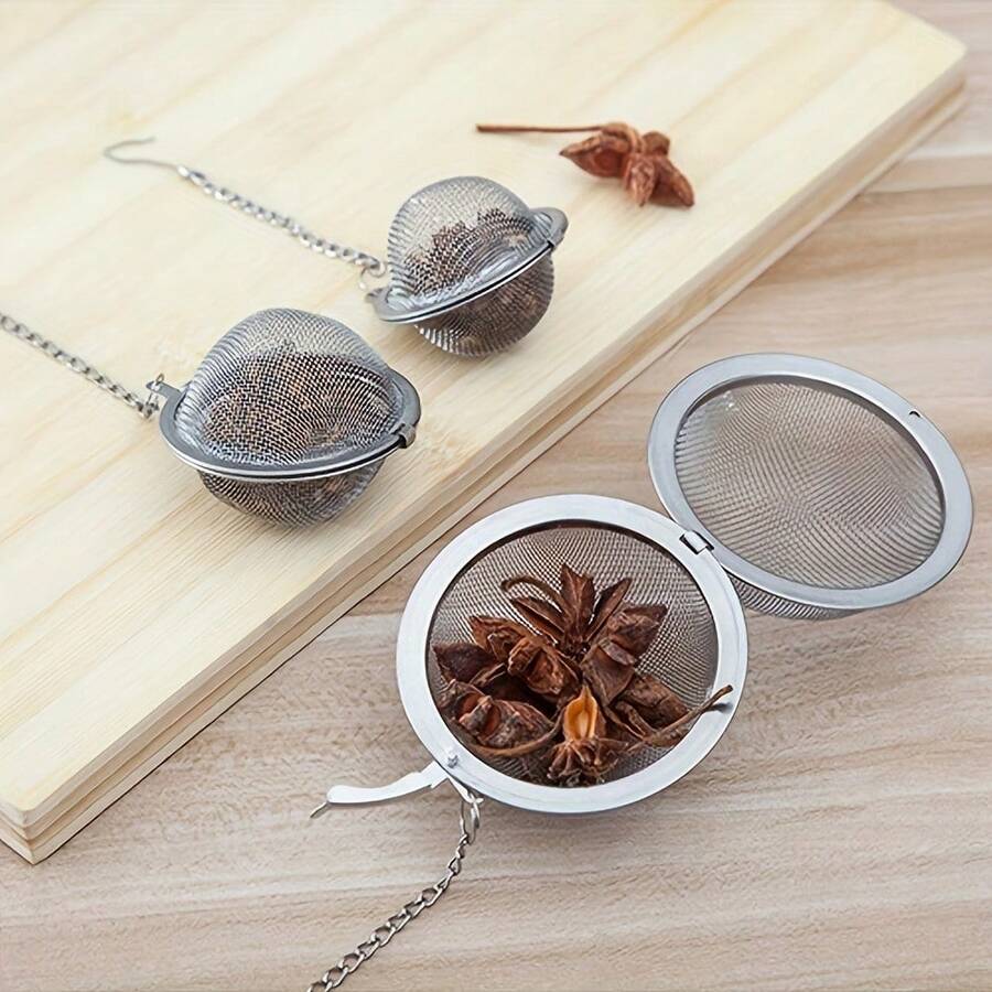 3 piezas Infusor de té de bola de especias de acero inoxidable, bola de condimentación, colador de olla de cocina, caja de condimentos redonda, accesorios de cocina