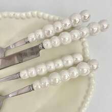 2/4/12/24pcs Set Exquisite Pearl-Shaped Stainless Steel Silverware Set, Includes Ceramic Handle Dinner Knife, Dessert Spoon, Fork And Soup Spoon - Unique Elegant Kitchen Tools And Accessories, Suitable For Restaurant And Home Daily Dining - Gold - View 6