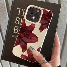 1pc TPU Material Elegant Red Lily Pattern Phone Case Compatible With IPhone 17 Pro Max/17/16 Pro Max/15/13/12/11, S20 FE/A15/S24/A55, Compatible With Redmi Note 11/Note 12/Note 13 Pro, Full Coverage Anti-Drop Soft Protective Phone Cover - White - View 2