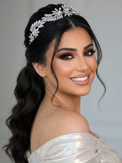 1pc Sparkling Crystal Handmade Headband, Bridal Hair Accessories Suitable For Party, Celebration, Birthday Gift, Daily Wear