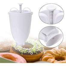 Máquina para hacer donas, Máquina manual para hacer donas, Máquina de plástico para hacer donas, Molde de galleta para hacer donas, Máquina para hacer donas, Dispensador de masa para gofres, Herramienta de cocina para hornear donas - Blanco - Ver 3