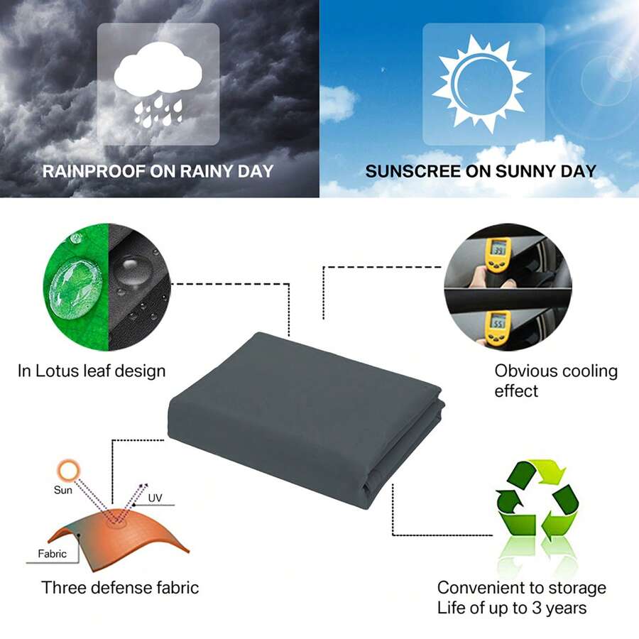 1 Set Large Rectangular Waterproof Sun Shade Canopy, 98% UV Protection, Suitable For Yard, Garden, Swimming Pool, Outdoor Camping, Including Installation Steel Cable - Multicolor - View 1