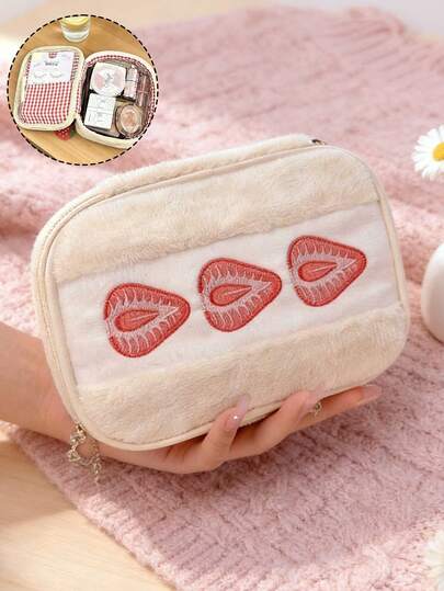 Hộp bút nhung hình bánh sandwich dâu tây | Túi đựng đồ dễ thương và ngọt ngào, dung tích lớn, phù hợp cho nữ, hộp bút/cọ trang điểm/đồ dùng nhỏ đa năng, túi đựng mỹ phẩm du lịch xách tay, túi nhung, túi đựng đồ ngọt ngào và dễ thương dành cho nữ, thích hợp để đựng các vật dụng nhỏ, bút chì, cọ trang điểm, thích hợp làm quà tặng Ngày Valentine, Lễ Phục Sinh và Sinh nhật.