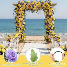 16 Bundles Artificial Peonies Flowers Fake Silk Peony Bouquet Faux Peonies Flowers Bulk For Decoration Vase Floral Arrangements Wedding Party Table (Purple,Yellow) - Purple - 查看 4