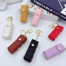 1 pieza 2026 Funda de labial de cuero con remaches, conveniente y exquisita, llavero colgante creativo, funda de labial, regalo perfecto para vacaciones, cumpleaños, regalo divertido, regalo de San Valentín, diseño realista, alta estética, adecuado para adolescentes, uso casual, alivio del estrés, también se puede usar como accesorio de broma divertida, decoración de escritorio, adorno lindo - Multicolor - Ver 5