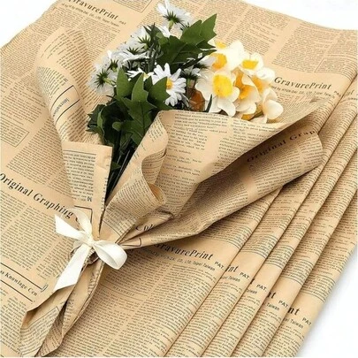 10pcs Vintage English Newspaper Wrapping Paper - Size 19.6*27.5 Inches, Thick Kraft Paper. Beige Vintage Background With English Letter Printing. Suitable For Bouquet Wrapping And Gift Box Packaging. Great For Birthday, Valentine's Day, White Valentine's Day, Retro Party And Other Holiday Occasions. Durable And Tear-Resistant.