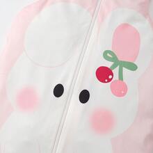 1pc Newborn Baby Girl Cute Rabbit & Cherry Print 3D Sleeping Bag, 1.5 Tog, Comfortable & Skin-Friendly, Suitable For Spring/Summer, Ideal Home Accessory For Adorable Infants - Pink - View 5