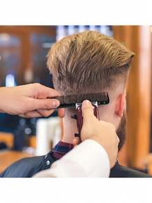 5把黑色碳纤维细齿防静电耐热发梳，适用于所有发质，ABS塑料手柄带挂孔，造型工具 | 抛光表面 | 碳纤维梳子 - 黑色 - 查看 6