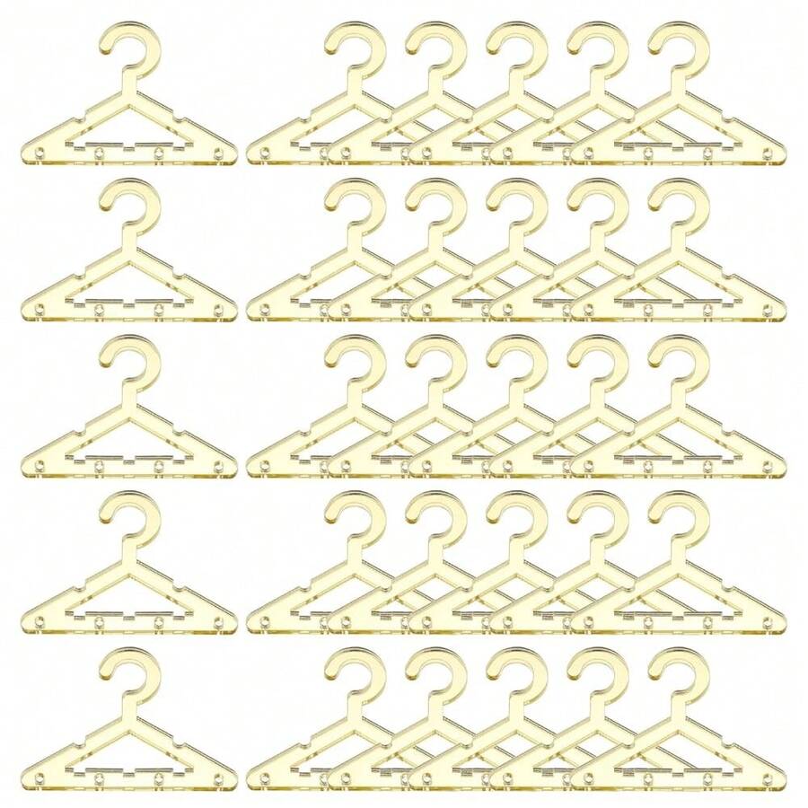 50pcs Clothes Hanger Earring Holder, Mini Acrylic Coat Hangers Earring Hangers Hanger Rack For Earring Holder Organizer Stand Studs, Gold Tone - 金色 - 查看 1
