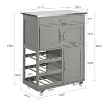 SoBuy FKW45-HG, Kitchen Storage Trolley Serving Trolley Kitchen Storage Cabinet With Stainless Steel Worktop - Grey - View 4