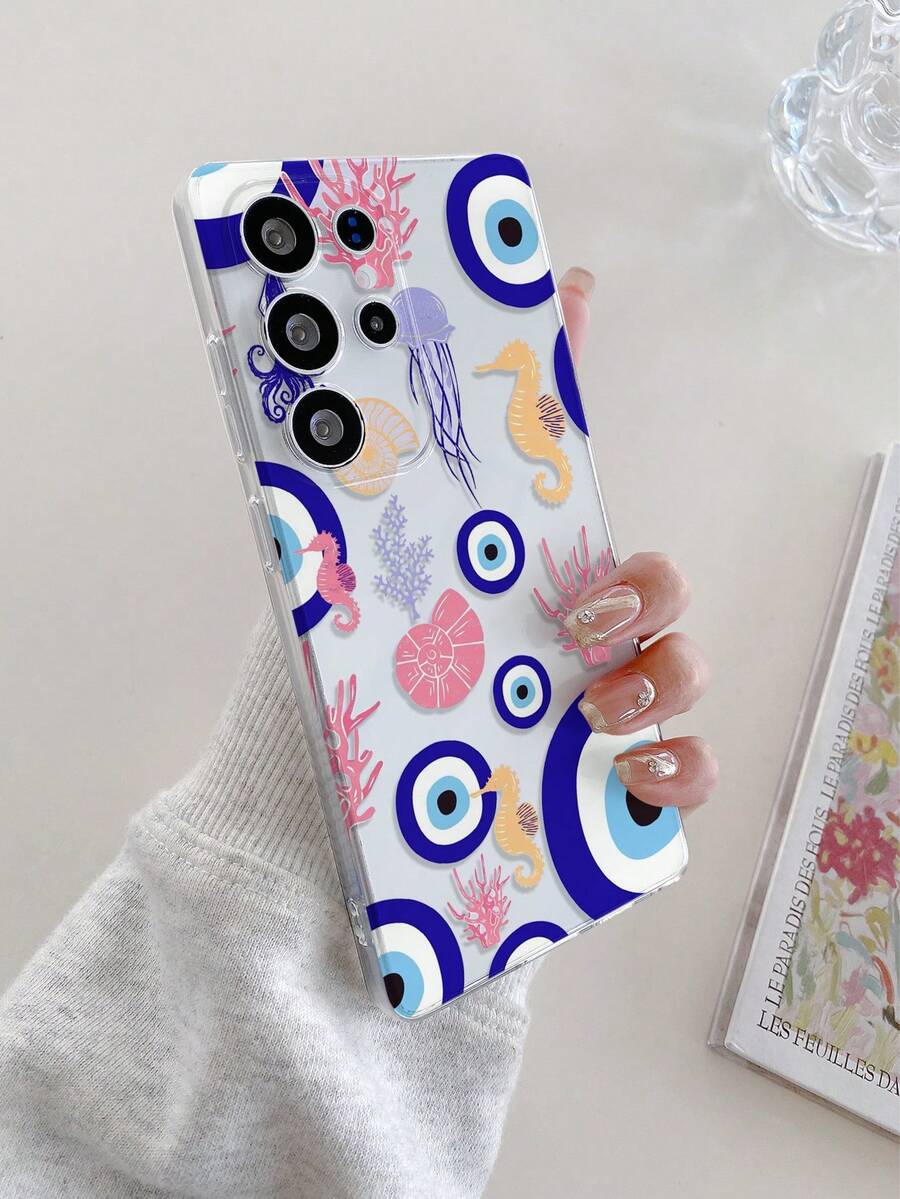 1个海马眼图案安卓手机壳，精准开孔摄像头保护，兼容三星Galaxy S25 Ultra/Galaxy S24 Ultra/S24/S23 Ultra/A56 5G/A55 5G/A52s 5G/A26 5G，Nothing，Pixel，兼容Redmi保护壳 - 無色 - 查看 1