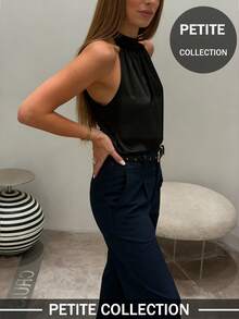 Camiseta sin mangas de unicolor para mujer, elegante y sexy de estilo minimalista, adecuada para uso diario, citas, oficina, viajes, festivales, vacaciones y diversas ocasiones, color negro de verano - Negro - Ver 7